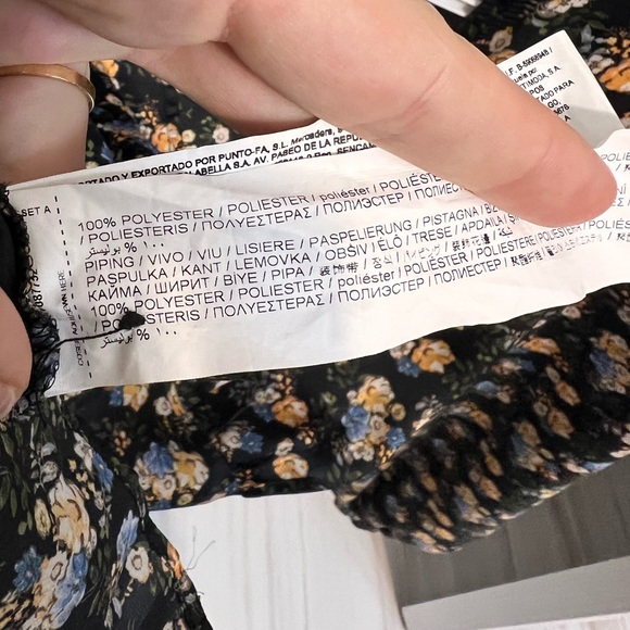 Mango womens black v neck long sleeve floral top size S - Picture 7 of 7